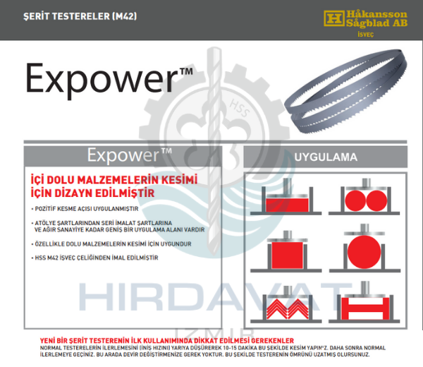 27x0.9mm Z=5/8 EXPOWER ŞERİT TESTERELER M42