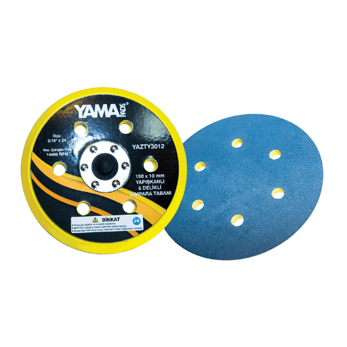 6.0inç 150x10 mm. 6 Delikli Yapışkanlı Zımpara Tabanı